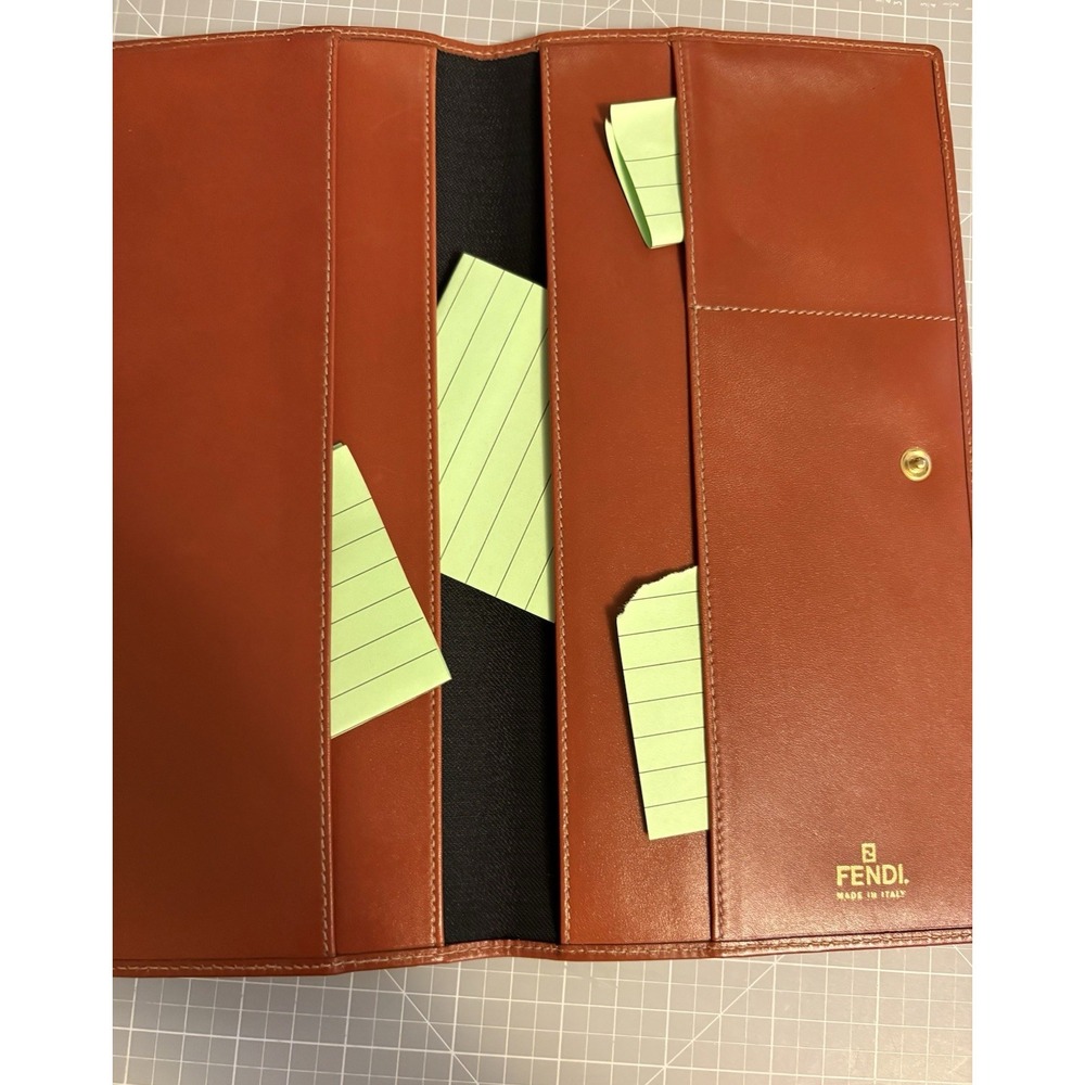 New Vintage FENDI Italy Pequin Stripe Travel Wallet Travelers Notebook - Picture 8 of 13